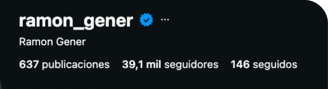 Perfil de Instagram de Ramon Gener con 39,1 mil seguidores