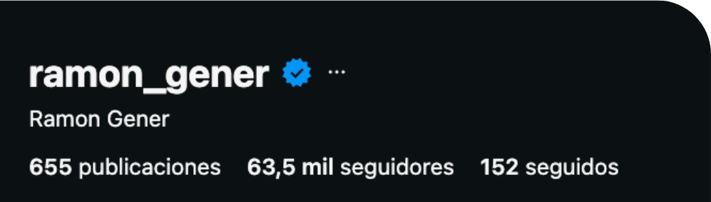 Perfil de Instagram de Ramon Gener con 63,5 mil seguidores